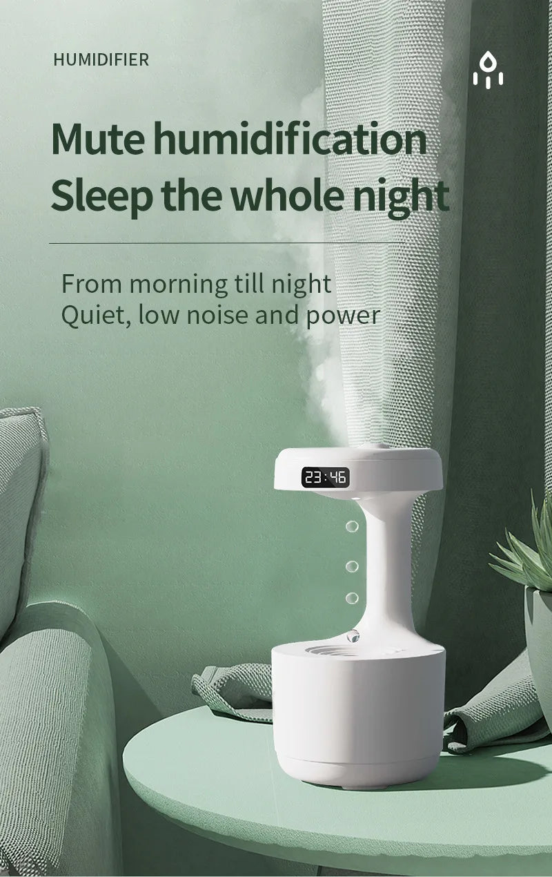 Water Droplet Air Humidifier 800ml Anti-gravity Essential Oil Diffuser Night Light Weightless Sprayer Decorations Desk Lamps