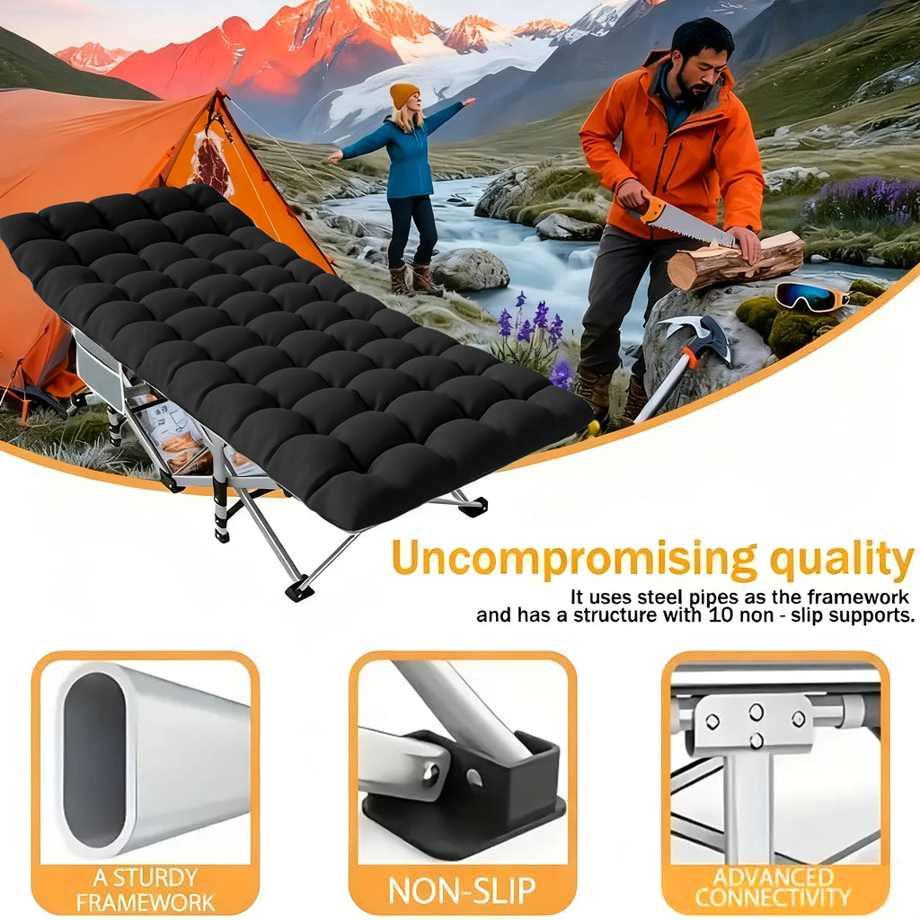 8-Leg Folding Bed With Mattress(Mattress-free Option Available)|Portable Adult Sleeping Cot With Carry
