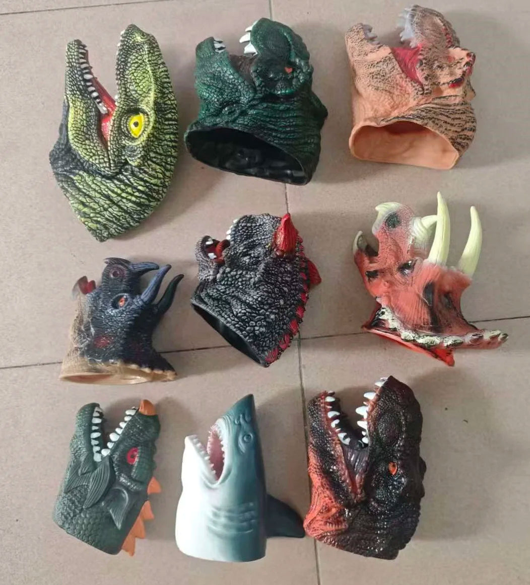 Hand Puppets Dinosaur head Model Toy T-Rex Dino Jurass Shark Park Dolls Dinosaur Worlds Soft Plush Toy for Boys Kids Gifts