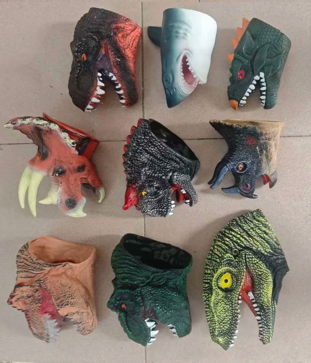 Hand Puppets Dinosaur head Model Toy T-Rex Dino Jurass Shark Park Dolls Dinosaur Worlds Soft Plush Toy for Boys Kids Gifts