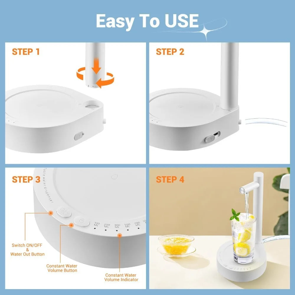 Desktop Electric Water Bottle Dispenser USB Charging Automatic Water Dispenser Jug Pump Portable for Home Office Outdoor