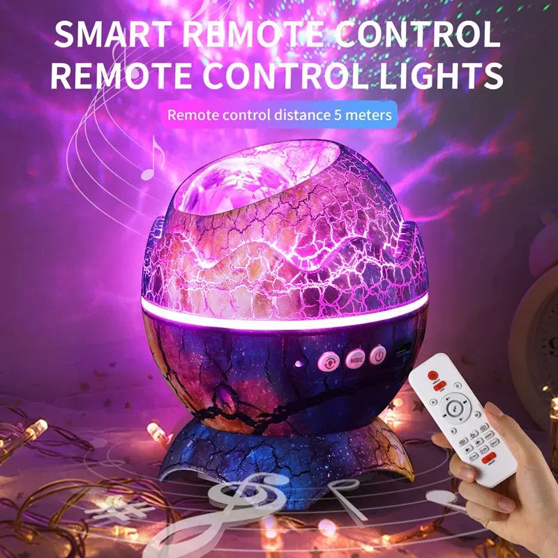 Dinosaur Egg Galaxy Projector with Remote Control Bluetooth Speaker LED Night Light Starry Sky Projection Light Children's Gift