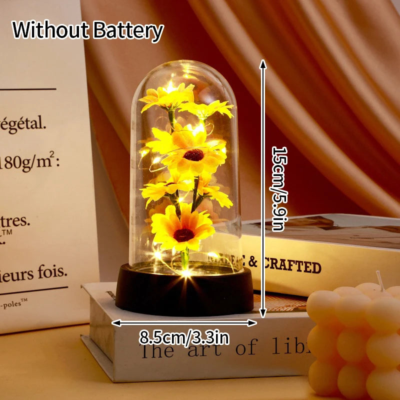 Eternal Rose Flowers Artificial Foil Flower in Glass Glow Immortal Flower LED Roses Lamp Flores Eternas Valentine's Day Gift