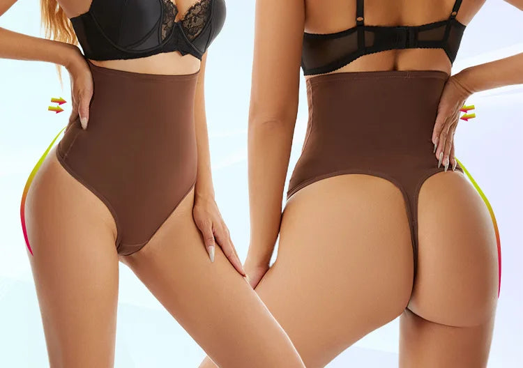 Cross-border Women's High Waist ThongT-back Tummy Control Panties with Non-slip Waistband Strong Waist Cinching and shaper