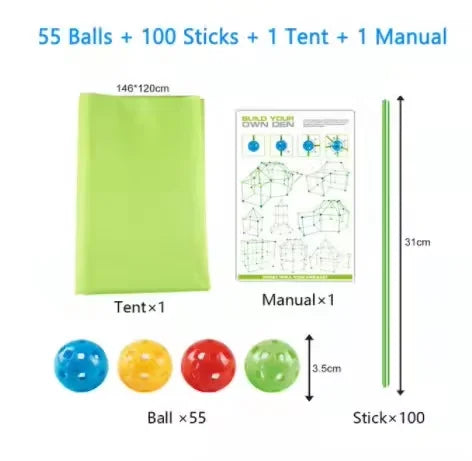 Kids forts building kit Construction Fortress Child Game Tents Fort Build Kid DIY 3D Assemble Tent Toy Gift for Kids