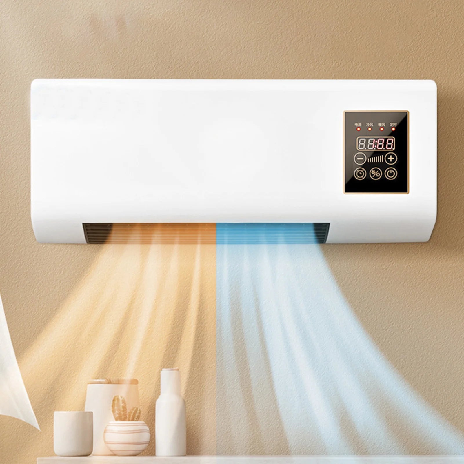 Mini Wall  Conditioner Fast Cooling and Heating  Conditioner 8H Intelligent Timing with Remote Control for Living Room