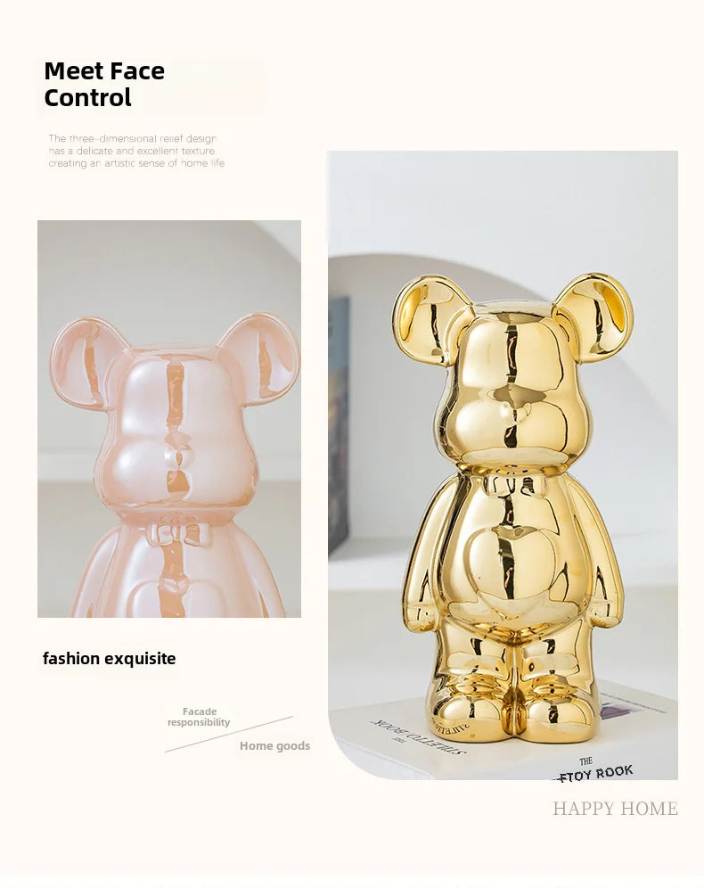 17/27/cm Aesthetic Bear brick Ceramic Staute Teddy Bear decor action figure Sculptures Ornament for room Home Decoration Crafts