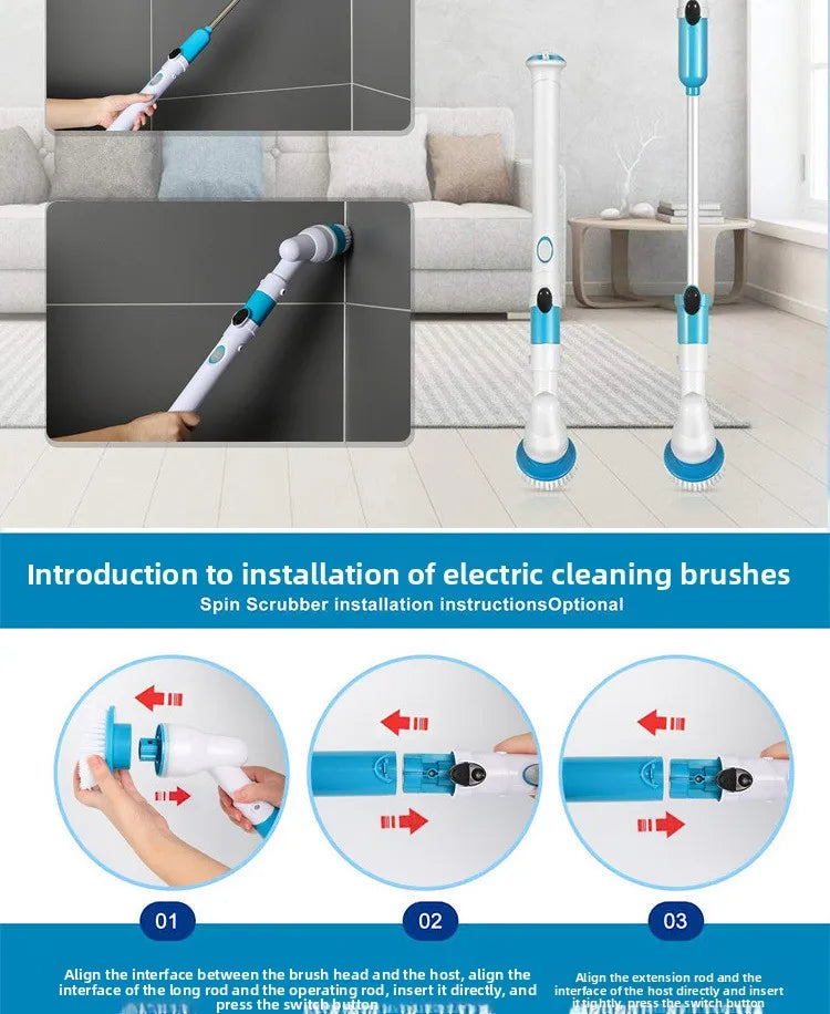 Electric Cleaning Brush Multifunctional Household Bathroom Floor Corner Gap Shower Room Glass Brush