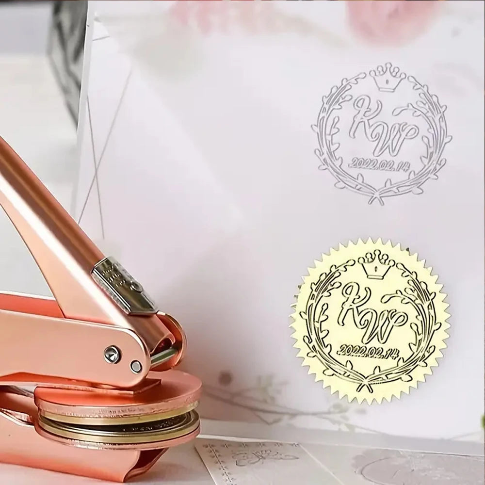 Custom Initials Embosser Stamp,Book Embosser Personalized LOGO Wedding Embossing Stamp, Address Stamp, Form the Library Embosser