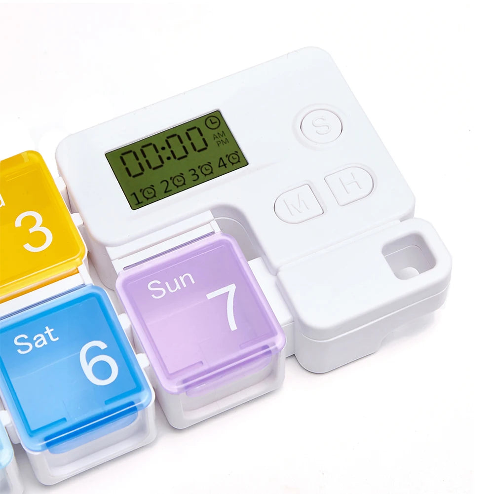 Smart 7-Day Pill Organizer Storage Case Box Weekly Pills Drug Electronic Timing Reminder Medicine Container Alarm Box