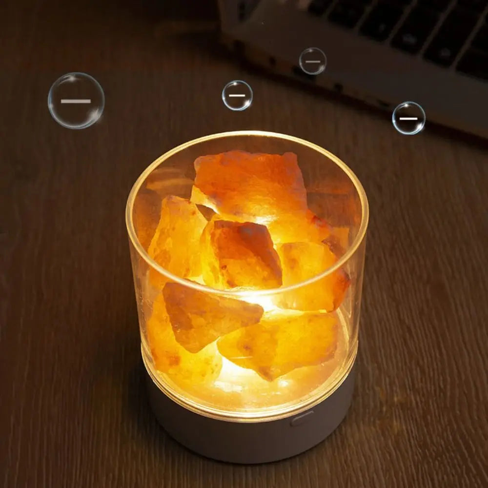 Unique Crafts Natural Crystal Salt Lamp USB Powered 7 Color Lights Table Lava Lamp Eye Protection LED Table Light Christmas