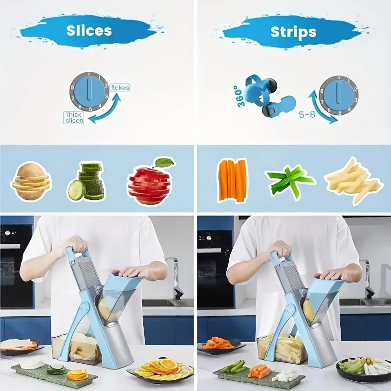 Adjustable Mandoline Slicer with Safety Glove, Large Vegetable Cutter for Potato Onion Cabbage - Food Chopper & Slicer