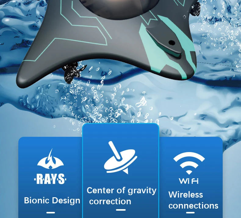 RC Boat Submarine with Camera Underwater 6CH Remote Control Wifi FPV Remote Control Boats Radio Control Toys - Kid Gifts
