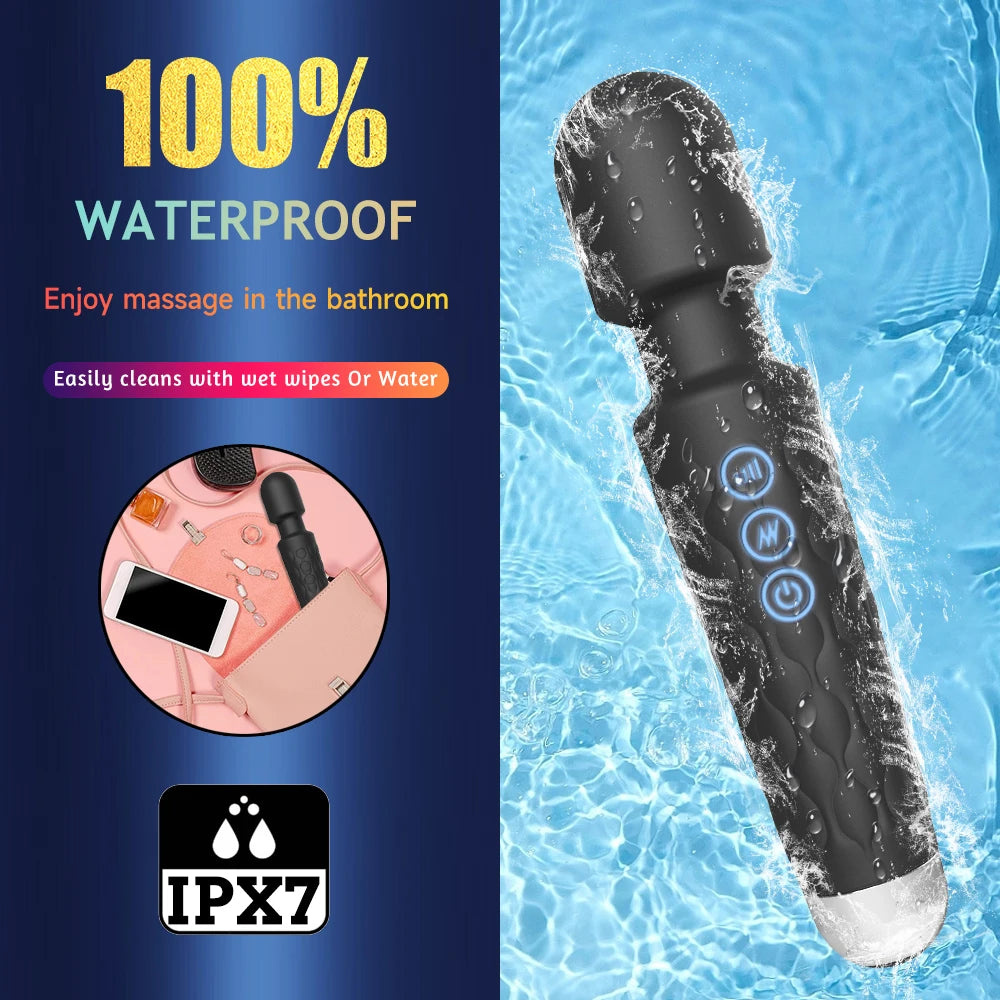 AV Magic Wand Vibrator for Woman 28 Powerful Vibrating Modes Clitoral Stimulator Flexible Silicone Body Massager Adult Sex Toys