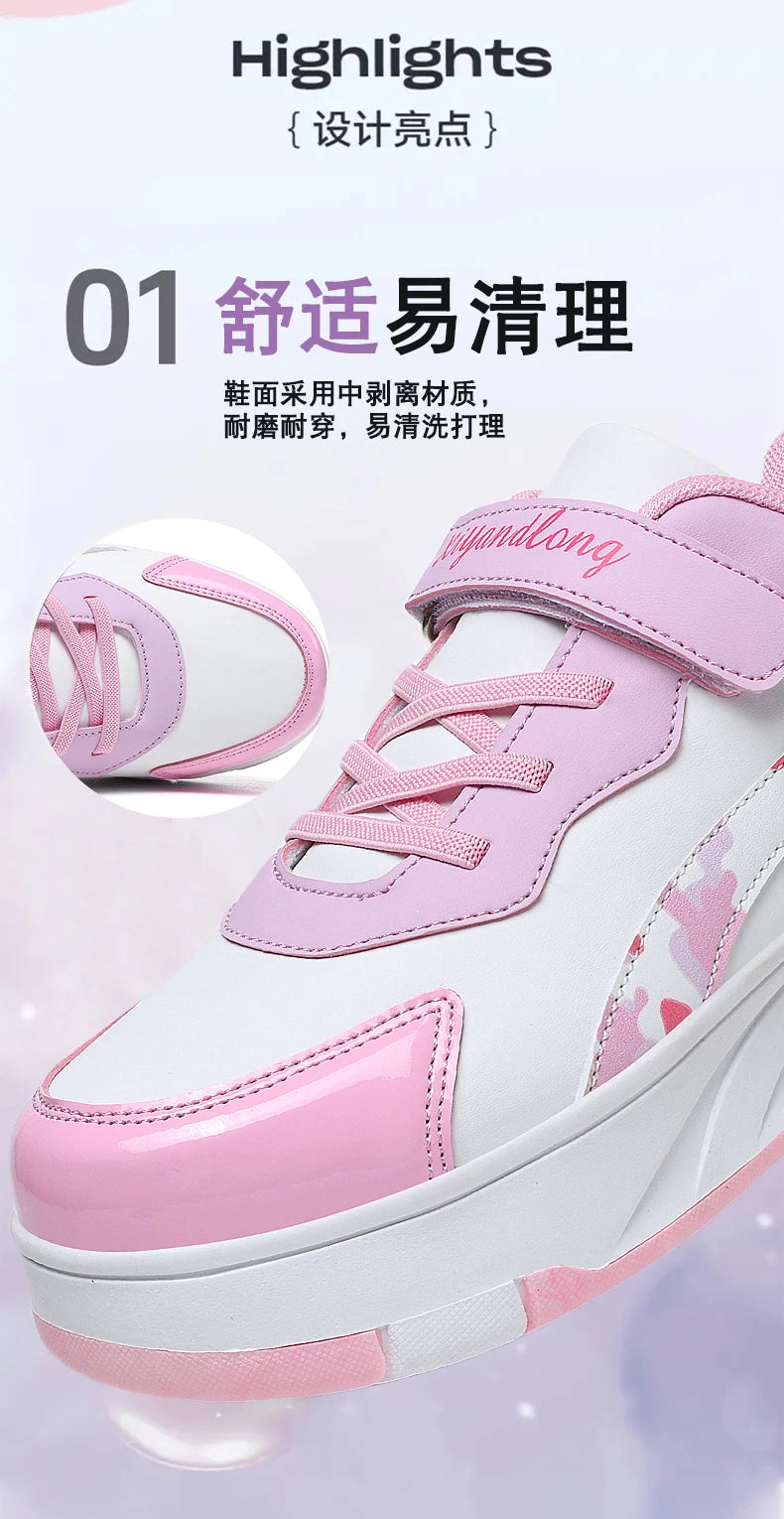 Roller Skate Shoes Kids Snickers With Wheels Children Rollerskates Fashion Outdoor Sports Shoes Girls Boys Gifts For Kids