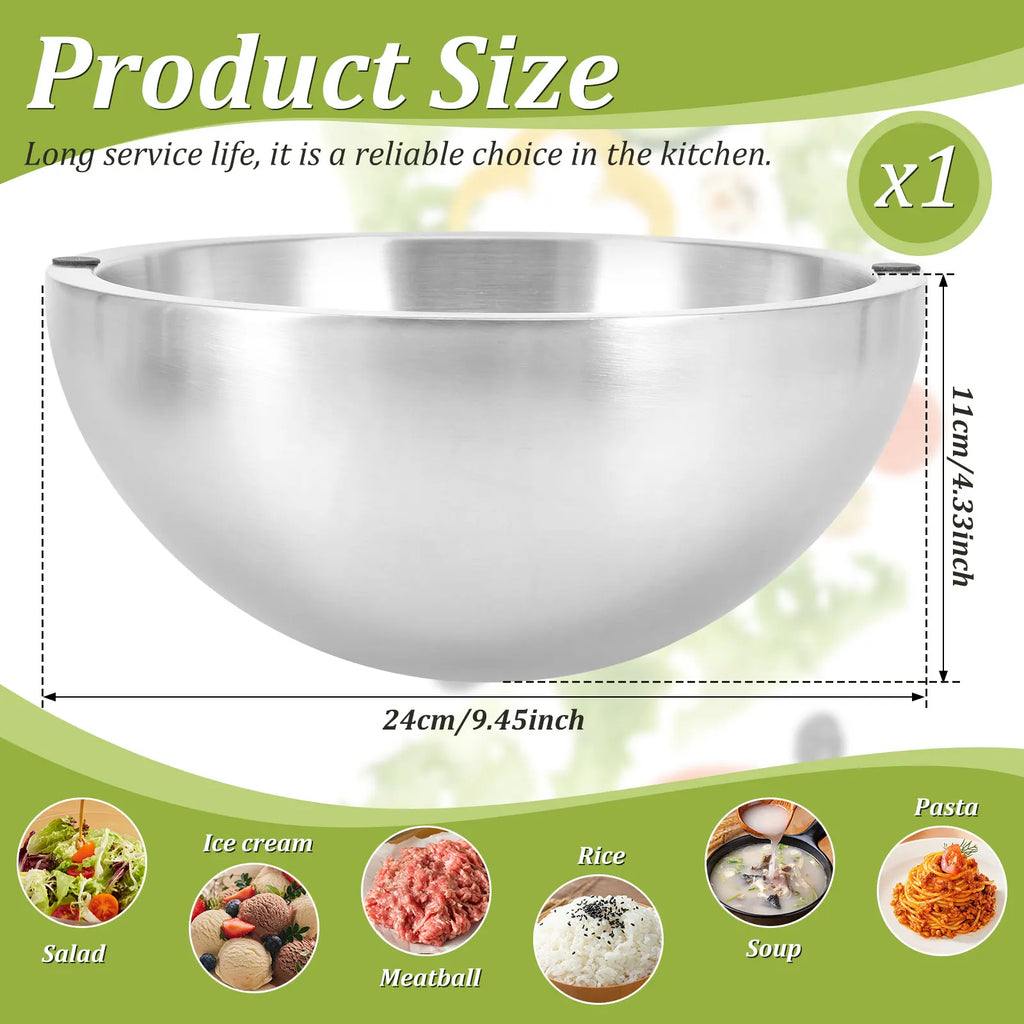 Stainless Steel Dip Chiller Bowl Serving Bowls with Double Walled Ice Cavity Insulated Etch Resistant Robust Long Service Life