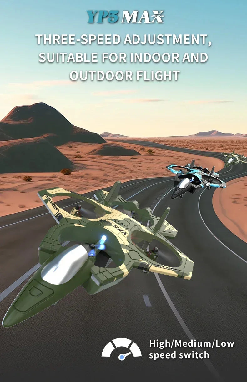 2025 new YP5 Remote Control Drone 2.4G 360° Flip Fighter Jet Toy Intelligent Fixed Height Hovering RC Airplane for Boys Kids Toy