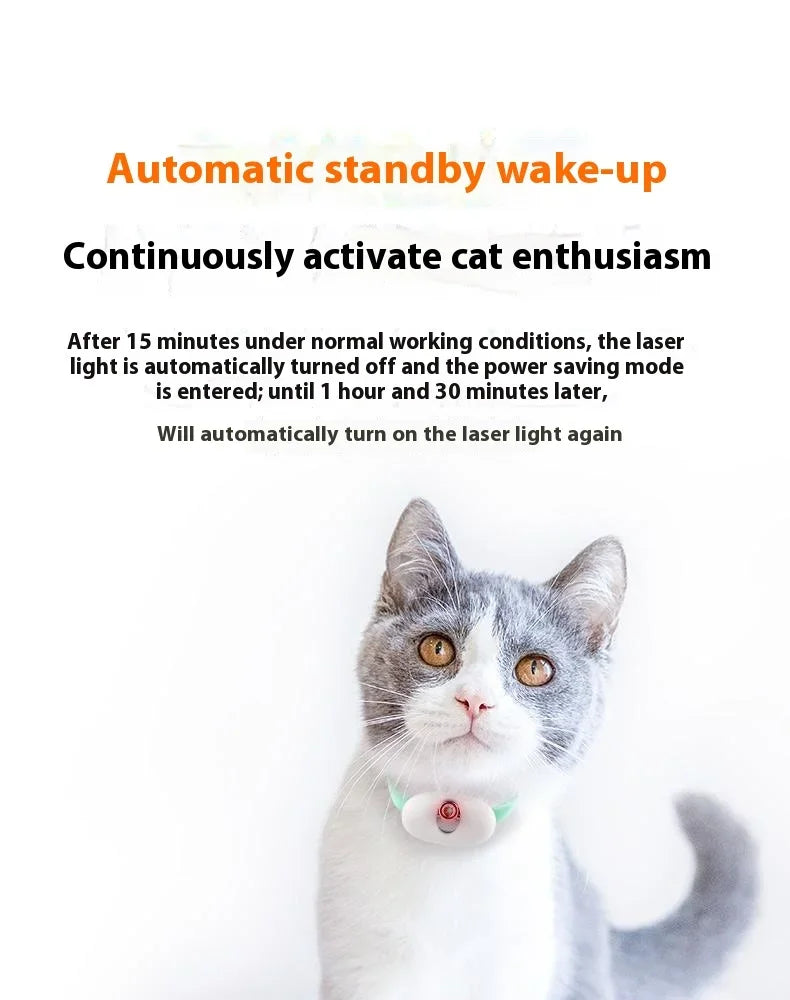Rechargeable Cat Collar Laser Toy with Red Light, Interactive Cat Laser Toy for Bored Indoor Cats, Electric Laser Collar Toy