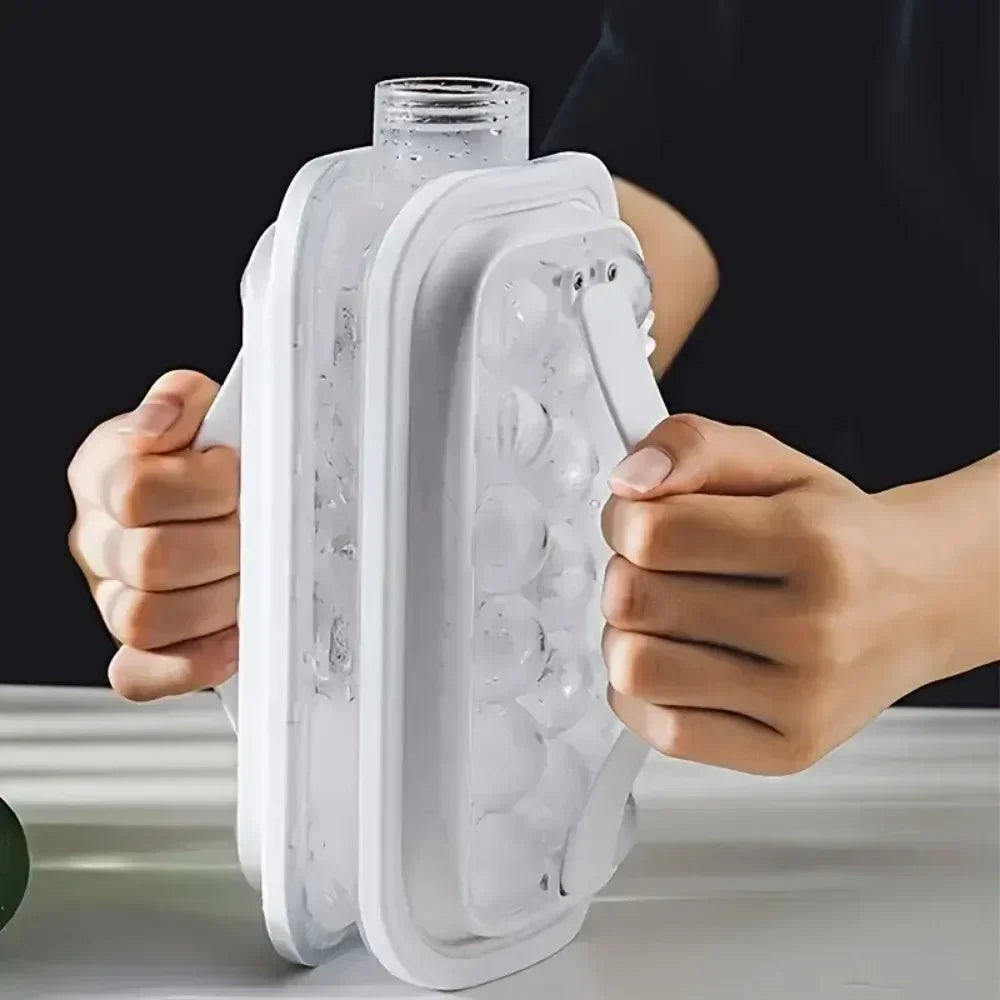 Portable 2in1 Folding Ice Maker Water Bottle with Creative Ice Cube Mold Ice Hockey Lattice Kitchen Bar Gadgets Ice Making Tool