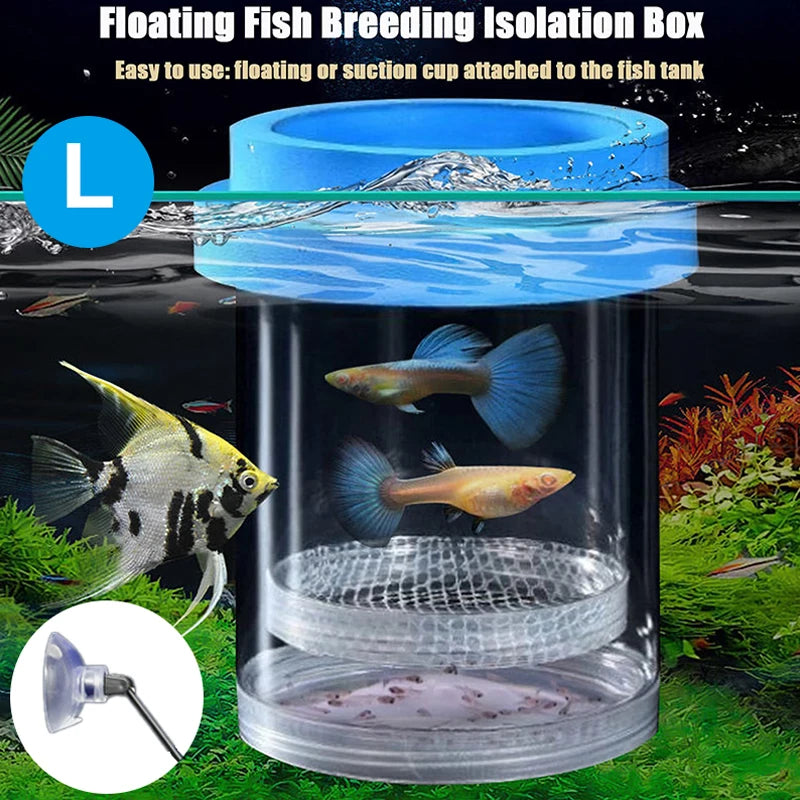 【E】Floating Fish Breeding Isolation Box With Suction Cups 270°Flowing Water Propagation Separate Parent And Baby Fishes