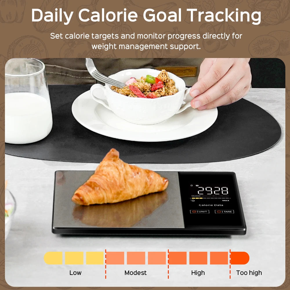 11LB / 5kg Stainless Steel Kitchen Food Scale Smart Kitchen Scale Food Calorie Nutritional Calculator Cooking Baking Scales