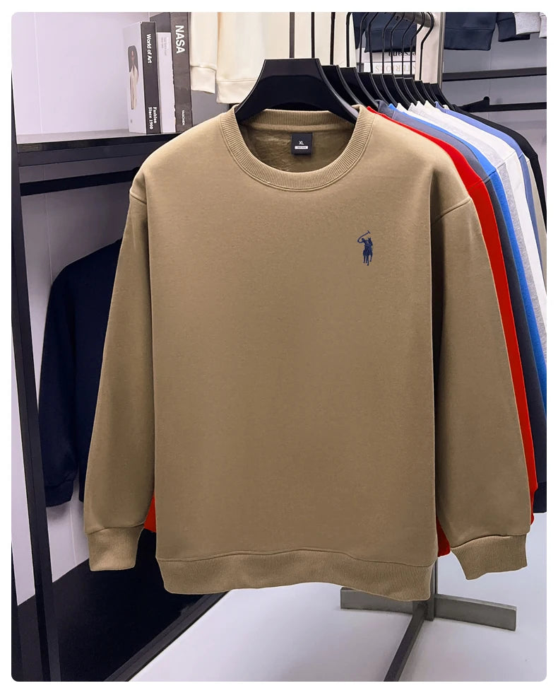 Designer brand men's round neck sportswear autumn new item thickened warm luxury pony print loose casual Paul pullover