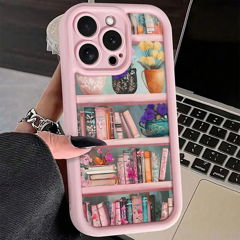 Pink Soft Shockproof Phone Case With Paintbook Design For iPhone 17 16 15 14 13 12 11 Pro Max Air X XS Max XR 7 8 Plus Cover