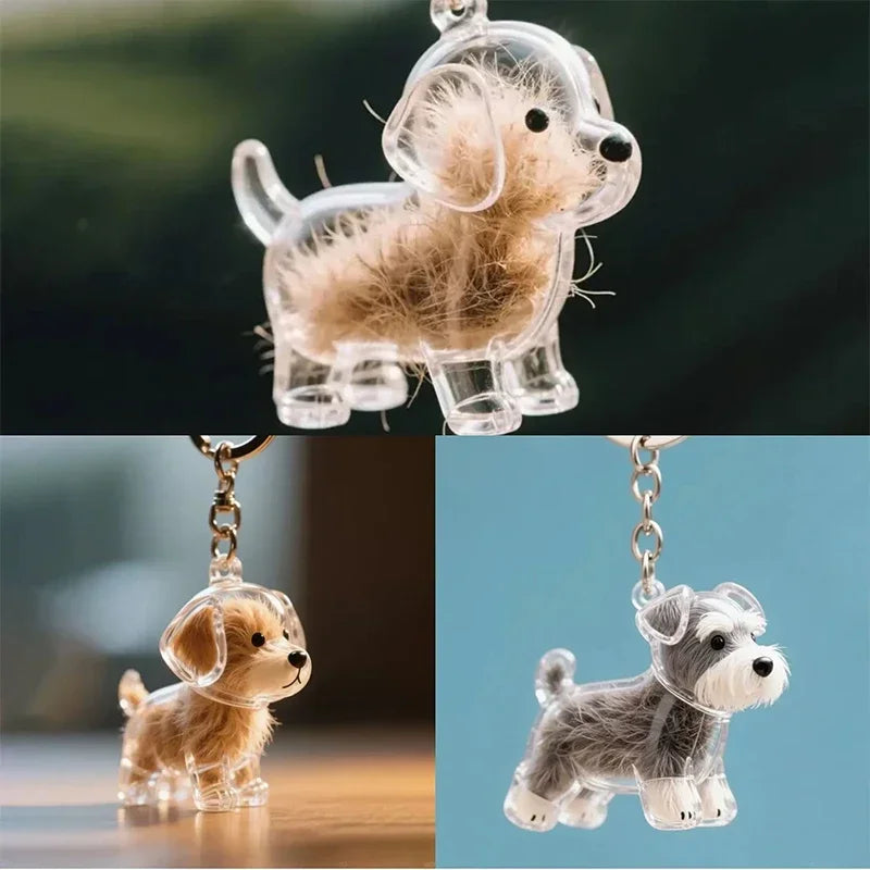 Dog Hair Storage Pendant Cute Keychain Car Key Chains Bag Pendant Couple Jewelry Souvenir Collection Gift Decoration Accessories