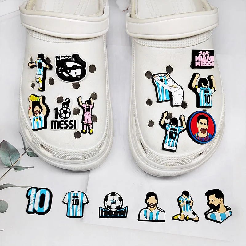 1-16pcs of Football Star Mesi Series Cartoon Shoe Charming Decorative Accessories, Children's Favorite Gifts