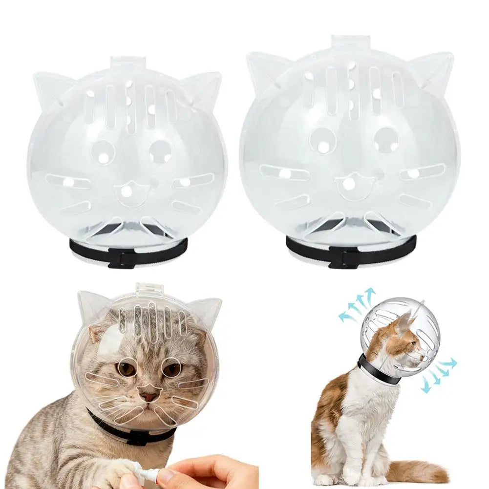 Cat Muzzle Anti-Bite Breathable Cat Grooming Supplies Grooming Mask Bath Grooming Anti-Licking Protective Space Hood