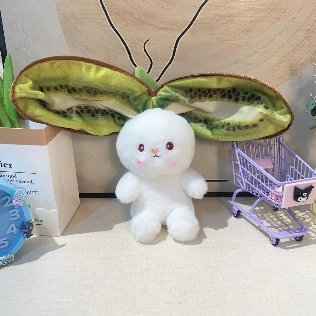 Kawaii Fruit Transfigured Bunny Plush Toy Cute Carrot Strawberry Turn Into Rabbit Plush Toy Kids Birthday Christmas Gift