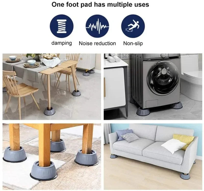 4Pcs Anti Vibration Feet Pads Waterproof Legs Slipstop Silent Skid Raiser Mat Washing Machine Support Dampers Stand Furniture