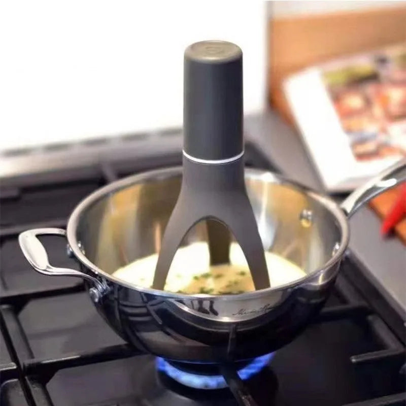 Unique Automatic Pan Stirrer with Longer Nylon Legs Triangle Mixer Whisk Kitchen Tool Effortless Cooking Time-Saving Gadget