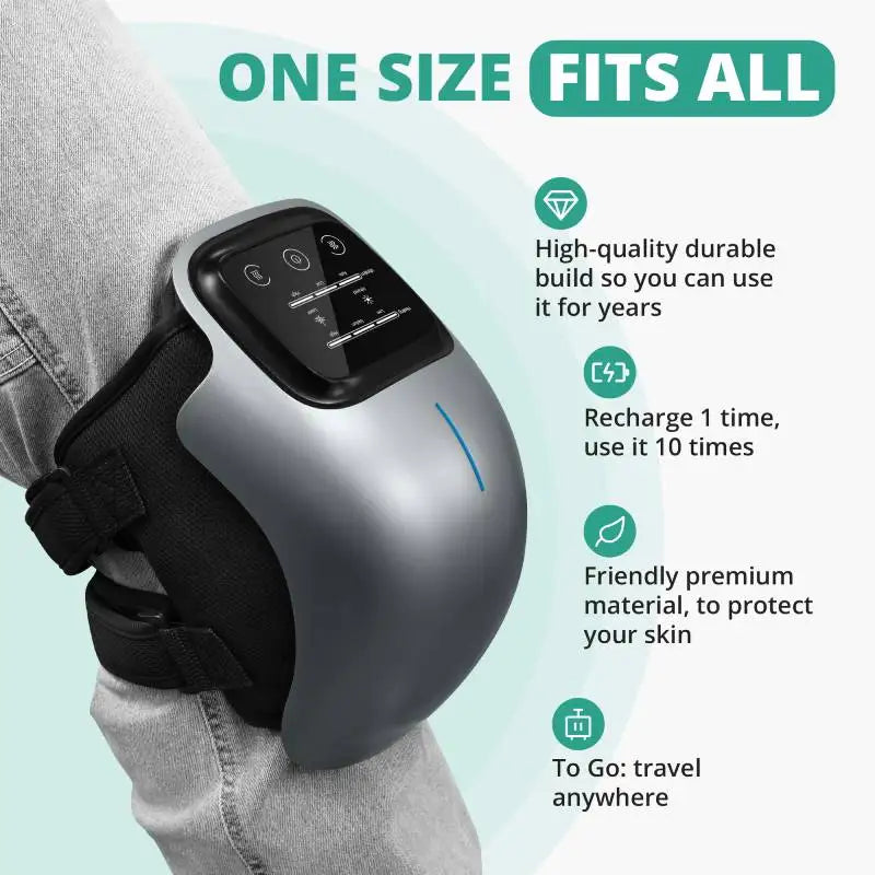 Medcursor Electric Heating Massage Knee Pad Wireless Heated Knee Massager Temperature Hot Compress Vibration Massage (Grey)