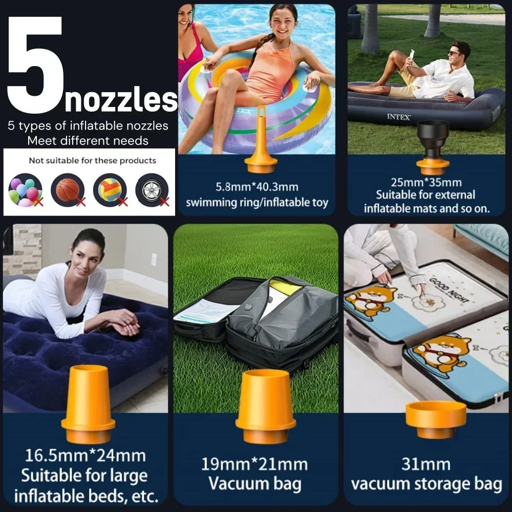 Mini Portable Vacuum Air Pump,Inflate Deflate for Pool, Air Bed,Vacuum Storage Bags-Compact Air Compressor for Home And Travel