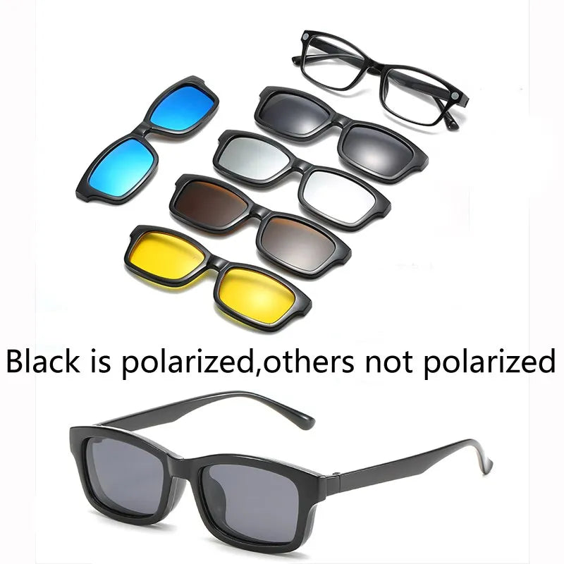 HJYFINO 5 lenes Magnet Sunglasses Clip Mirrored Clip on Sunglasses clip on glasses Polarization Clip Custom Prescription Myopia