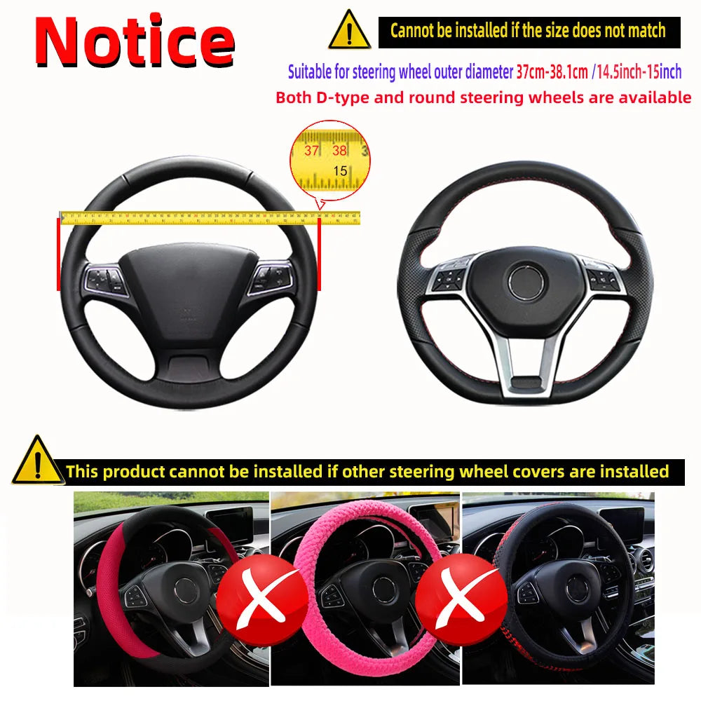 Automotive Products Carbon Tiny Silicone Massage Pellet Leather Steering Wheel Cover without Inner Ring Fits 14.5-15 Inches