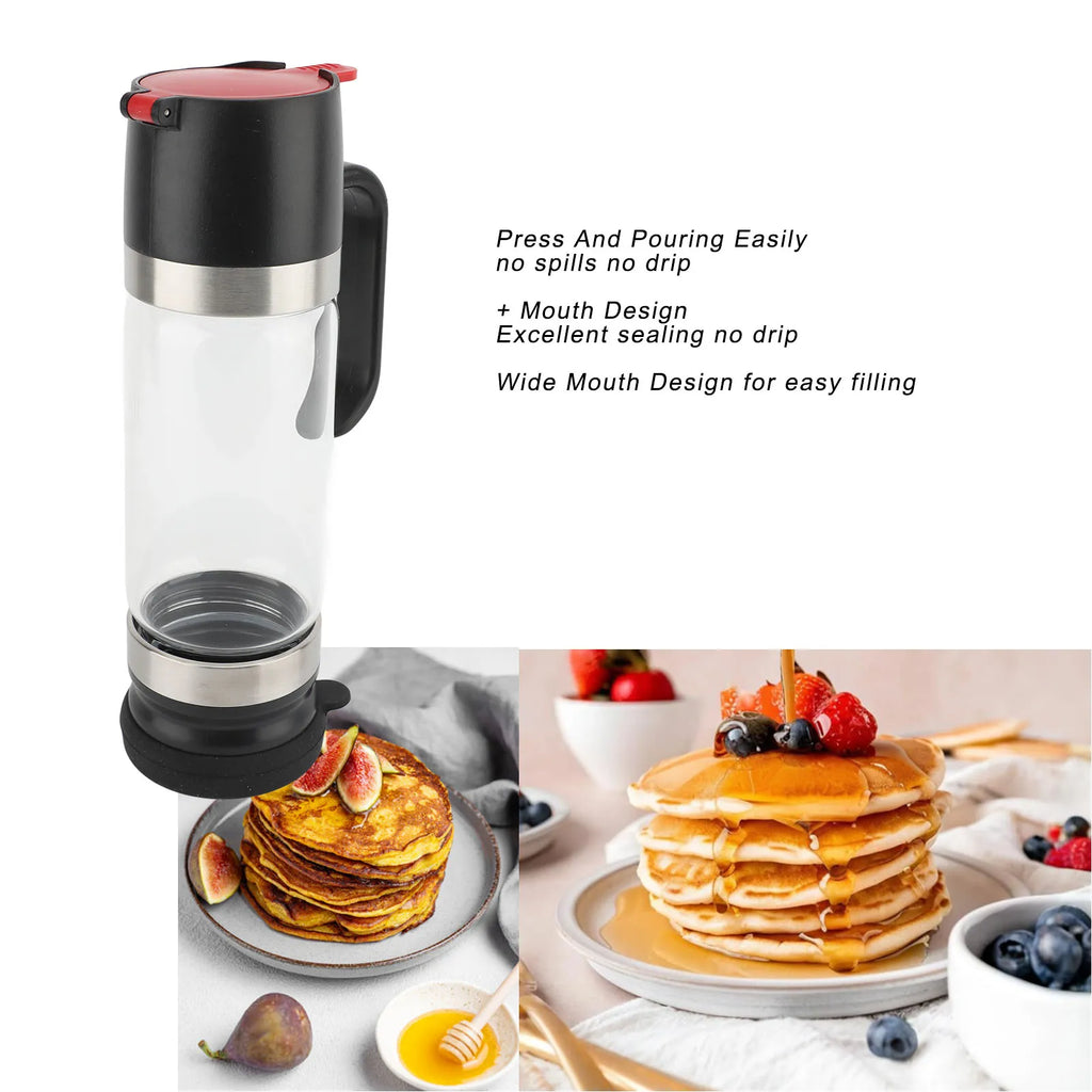 Honey Dispenser 350ml Clear Glass Syrup Dispenser with Handle Prevent Dripping Honey Container for Coffee Shops Restaurants Home