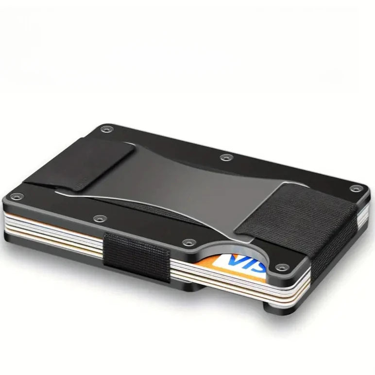 New Slim Fashion RFID Protection Card Holder Men Women Aluminum Wallet Elasticity Back Pouch ID Credit Case Unisex Travel Purse