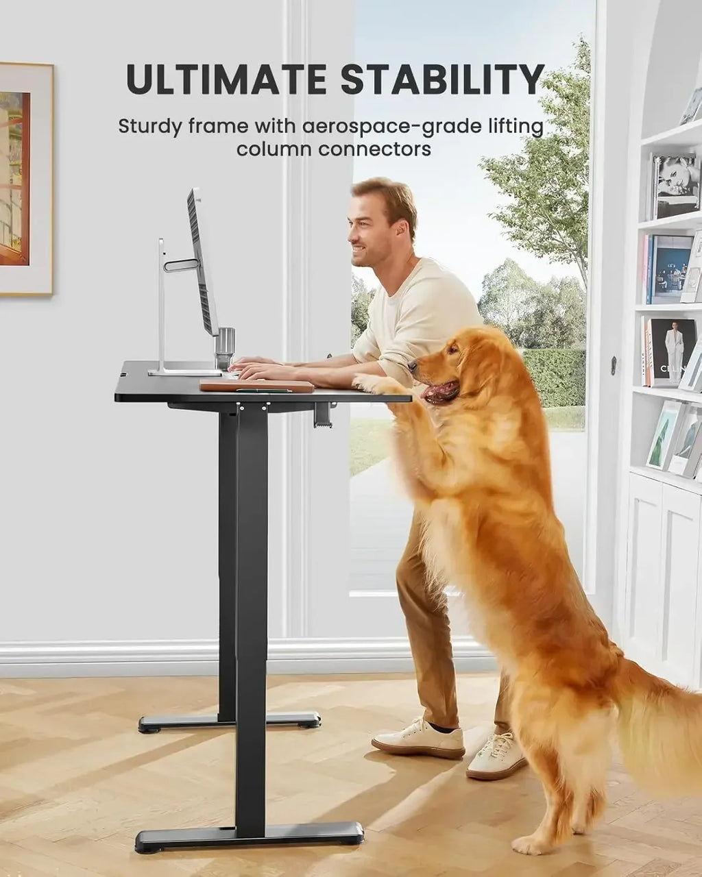 Height Adjustable Electric Standing Desk, 48 x 24 Inches Sit Stand up Desk, Memory Computer Home Office Desk with Two-Piece
