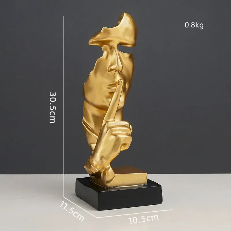 Accessories for home decoration silence is Gold statue for decoration statue of human face sculpture abstract African decoration