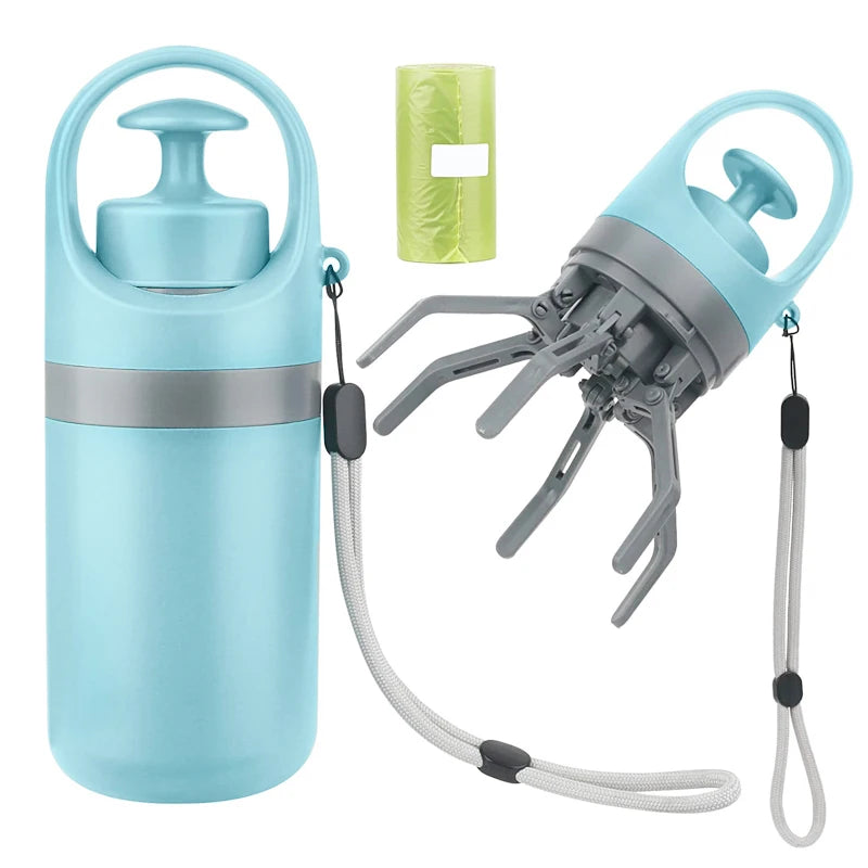 Portable Dog Pooper Scooper with Garbage Bag Outdoor Pet Poop Grabber Claw Fecal Shovel Picker Dog Fecal Collector Cleaning Tool