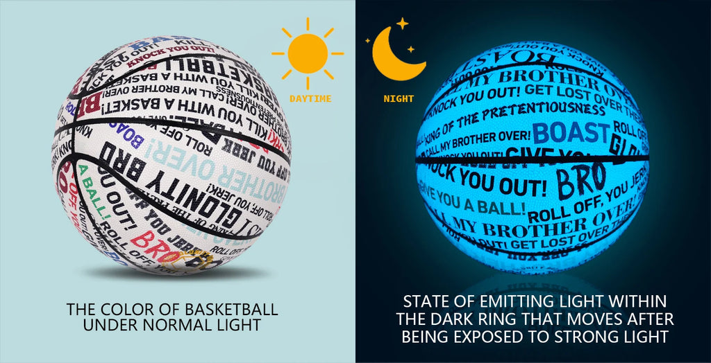 Glow Basketball For Boy Girl Gifts,High Quality Composite Leather Standard Size 6&7 Outdoor Street Luminous Blue Balls Night Use