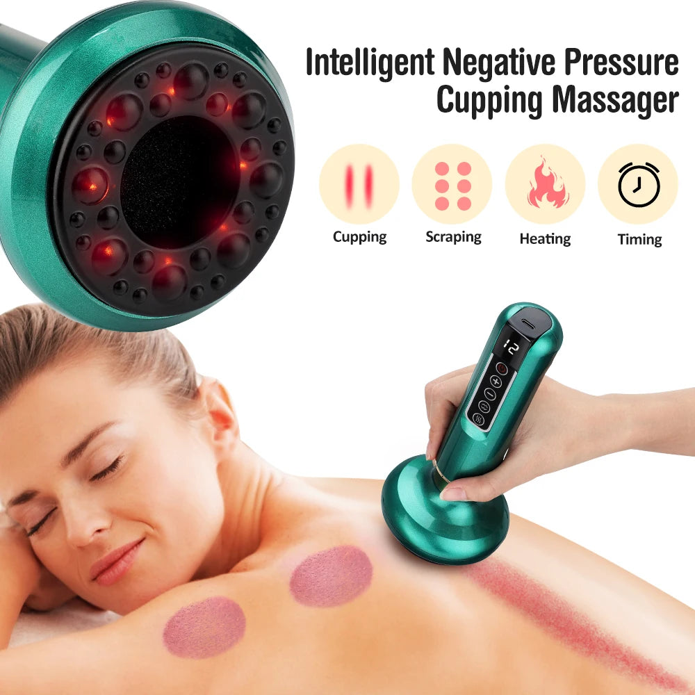 12/6 Levels Intelligent Vacuum Cupping Massager Negative Pressure Heating Wireless Scraping Apparatus Dredge Meridian Relax
