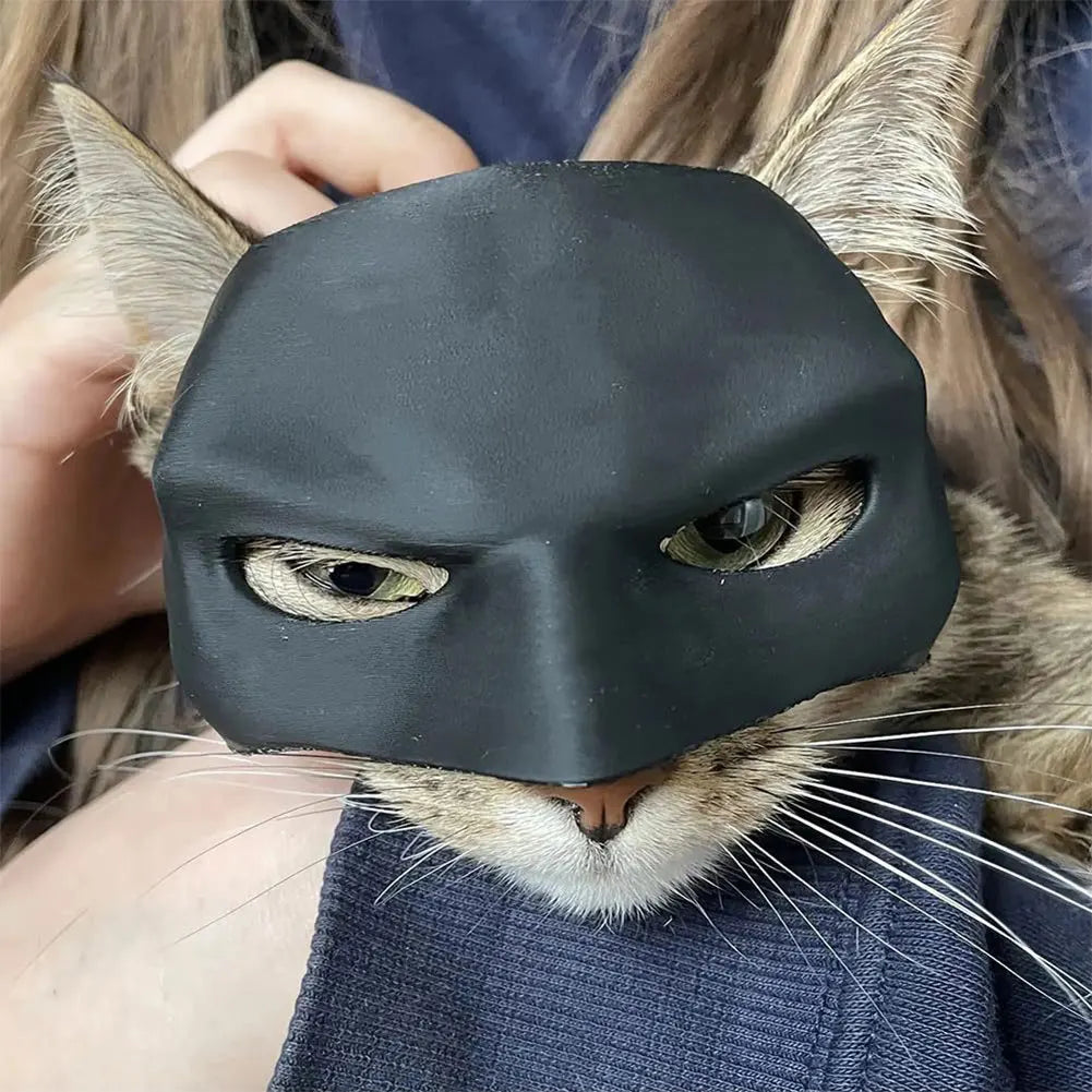 Bat Cat Avenger Mask Creative Black Cat Bat Mask Handmade Half Face Cat Mask Decorative Half Face Pet Mask for Party Favors