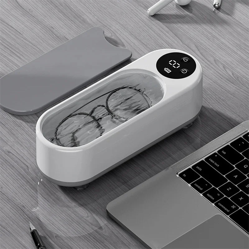 Jewelry Vibration Non-Ultrasonic Cleaner with Digital Display Wireless Portable Cleaner Eyeglasses Rings Earrings Cleaner