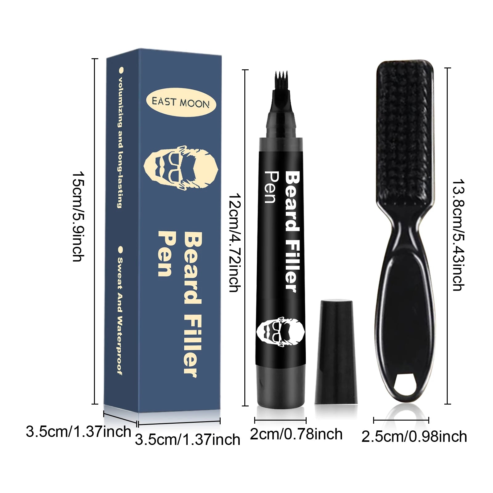 Beard Pen Filler Penci With Brush Kit Waterproof Long Lasting Repair Moustache Coloring Shaping Tools Hair Eyebrow Pencil