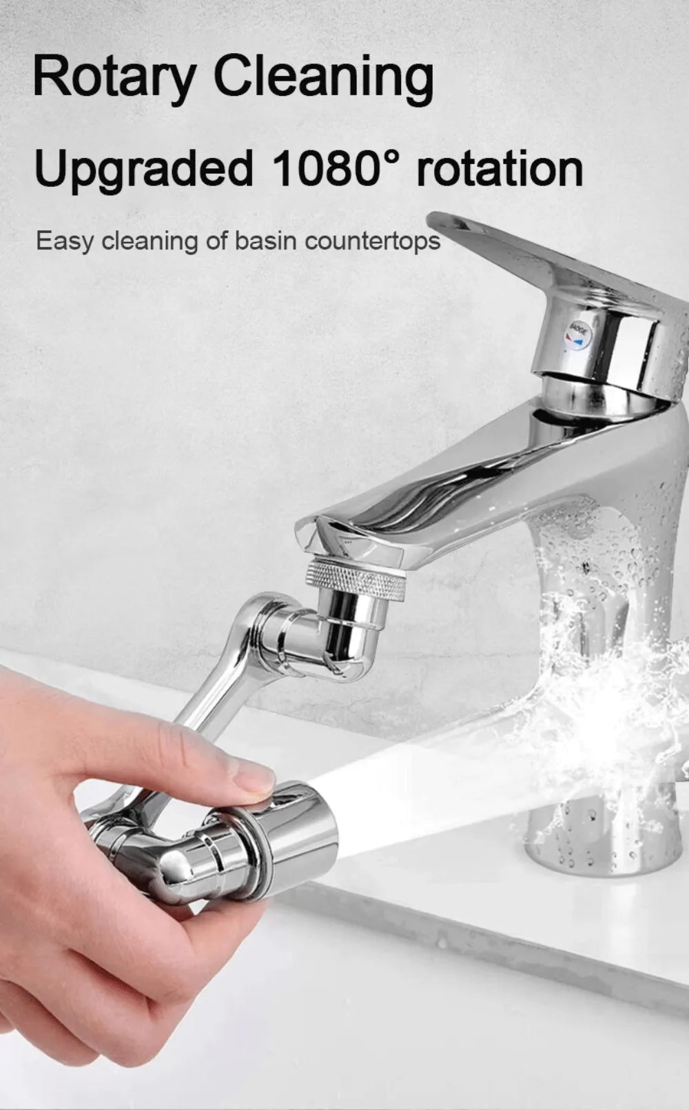 2Pcs Universal 1080° Rotation Faucet Extender Washbasin Robot Arm Tap Dual Mode Sprayer Head Bathroom Splash Proof Swivel Faucet