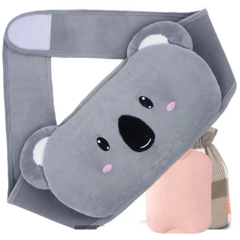 3-Piece Set Filling Water Type Hot Water Bag Hot Water Bottle Cover Plush Animal Belt Winter Menstrual Women Belly Hand Warmer