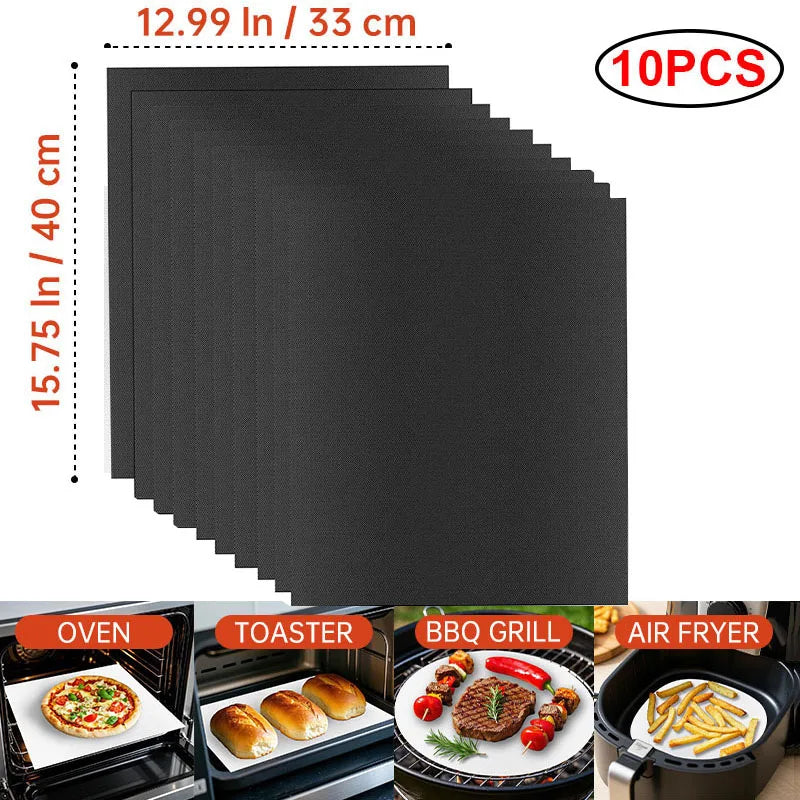 BBQ Mats Oven Bottom Liners Reusable Non-stick Baking Mats Outdoor Party Protective Mats Kitchen Tools Heat Resistant Grill Mats